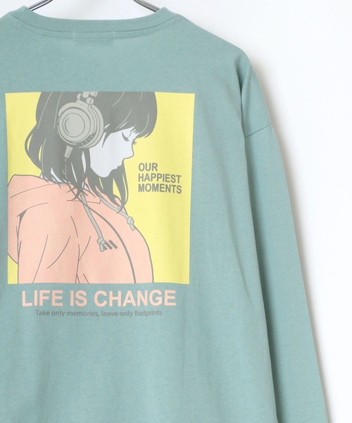 Lazar（ラザル）の「バックプリント Girl イラスト グラフィック ビッグシルエット ロングスリーブTシャツ（Tシャツ/カットソー・メンズ・ホワイト/ブラック/ミント/ホワイト系その他/ブラック系その他/ベージュ系その他/ブルーグリーン/グレイッシュベージュ/グリーン系その他2/ホワイト系その他2/ベージュ系その他3/ブラック系その他2/ベージュ系その他2/ホワイト系その他3/グリーン系その他/ブラック系その他3・LL/M/L）」の13枚目の写真