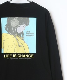 バックプリント Girl イラスト グラフィック ビッグシルエット ロングスリーブTシャツ