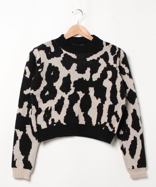 yuue' ( wear )(ユーイ)の「アニマル柄ショートニット / セーター(ニット/セーター・レディース・ブラック・FREE)」の5枚目の写真