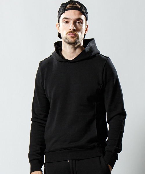 wjk(ダヴルジェイケイ)の「mpa2453-cut off sweat pull-parker パーカー(パーカー・メンズ・ピンク/トップグレー/ブラック・L/M/XL/S)」の2枚目の写真