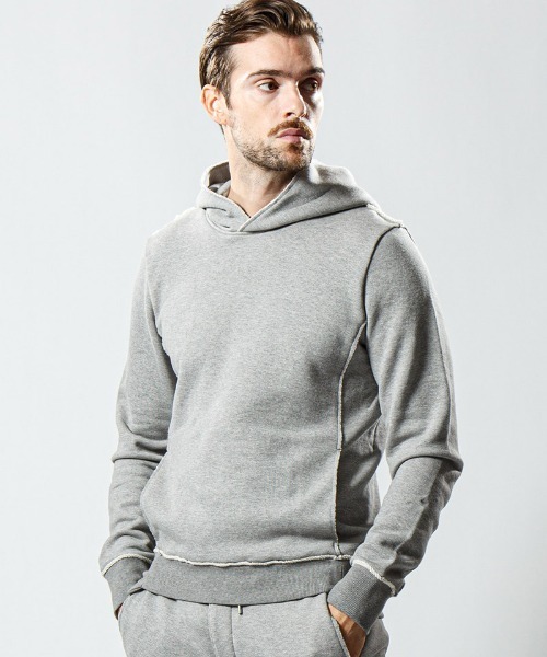 wjk(ダヴルジェイケイ)の「mpa2453-cut off sweat pull-parker パーカー(パーカー・メンズ・ピンク/トップグレー/ブラック・L/M/XL/S)」の1枚目の写真