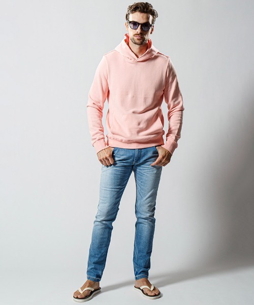 wjk(ダヴルジェイケイ)の「mpa2453-cut off sweat pull-parker パーカー(パーカー・メンズ・ピンク/トップグレー/ブラック・L/M/XL/S)」の4枚目の写真