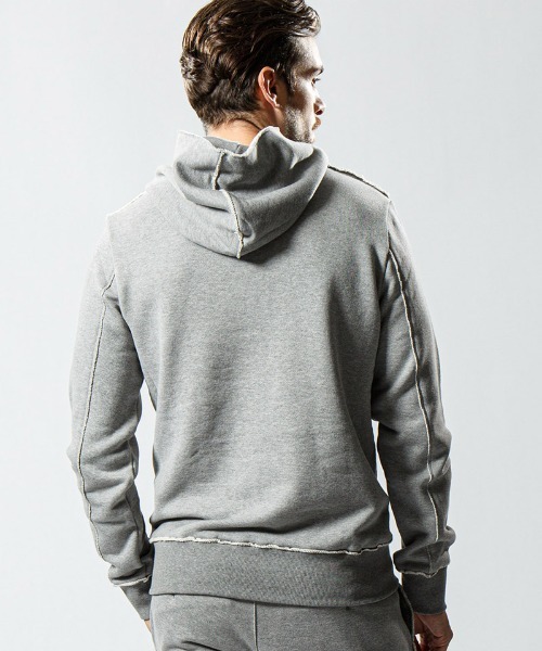 wjk(ダヴルジェイケイ)の「mpa2453-cut off sweat pull-parker パーカー(パーカー・メンズ・ピンク/トップグレー/ブラック・L/M/XL/S)」の14枚目の写真