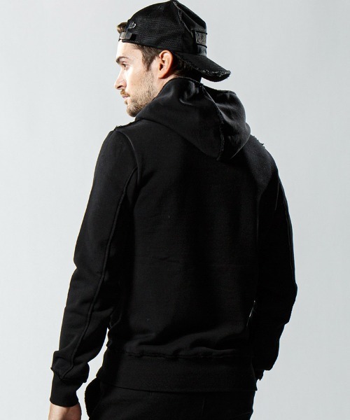 wjk(ダヴルジェイケイ)の「mpa2453-cut off sweat pull-parker パーカー(パーカー・メンズ・ピンク/トップグレー/ブラック・L/M/XL/S)」の12枚目の写真