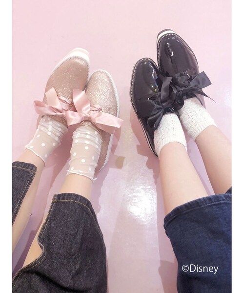 En Punto(エンプント)の「サテンリボンオックスフォードシューズ(パンプス・レディース・ブラック系1/ピンク系9・LL/S/L)」の6枚目の写真