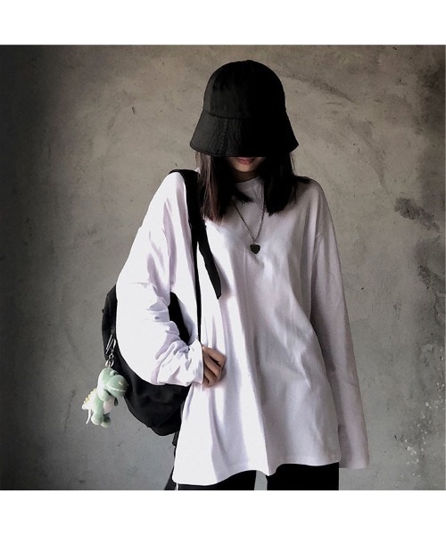 DEVICE(デバイス)の「袖プリント ロンT 長袖 クルーネック ロングスリーブ プリントT Tシャツ(Tシャツ/カットソー・レディース・ホワイト/ブラック・FREE)」の13枚目の写真