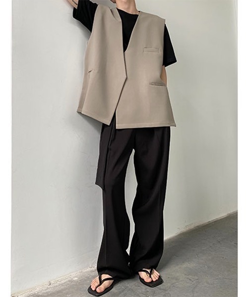 WESTBOY(ウエストボーイ)の「【COLN】Square Cut No-Collar Gillet Vest(ベスト・メンズ・ベージュ・L/XL)」の10枚目の写真