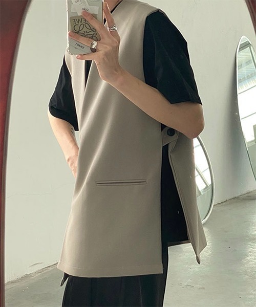 WESTBOY(ウエストボーイ)の「【COLN】Square Cut No-Collar Gillet Vest(ベスト・メンズ・ベージュ・L/XL)」の12枚目の写真