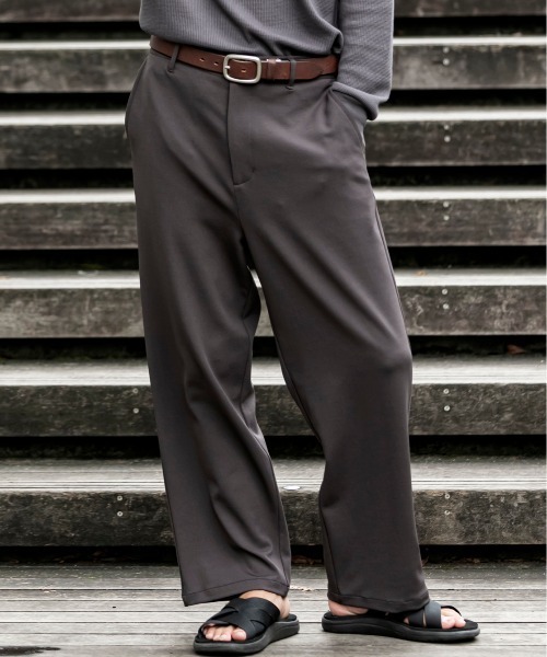 Beno（ビーノ）の「ストレッチカットジョーゼット ワイド テーパード イージー トラウザーズ（スラックス・メンズ・ブラック/チャコールグレー/オリーブ/グレー/ネイビー/ワイン/ブラウン/ベージュ・M/XL/L）」の3枚目の写真