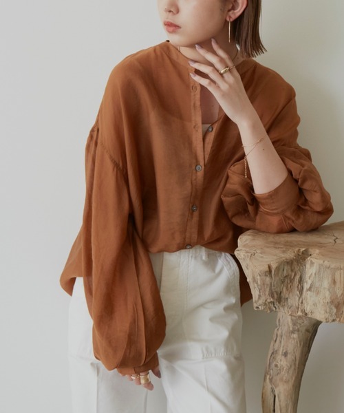 Aunt Marie's（アントマリーズ）の「バルーンスリーブシアーシャツ（シャツ/ブラウス・レディース・ブラック/ブラウン/ライトグリーン・FREE）」の11枚目の写真