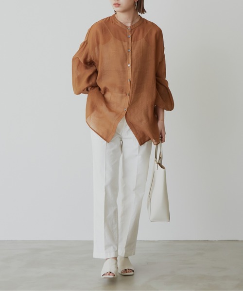 Aunt Marie's（アントマリーズ）の「バルーンスリーブシアーシャツ（シャツ/ブラウス・レディース・ブラック/ブラウン/ライトグリーン・FREE）」の6枚目の写真