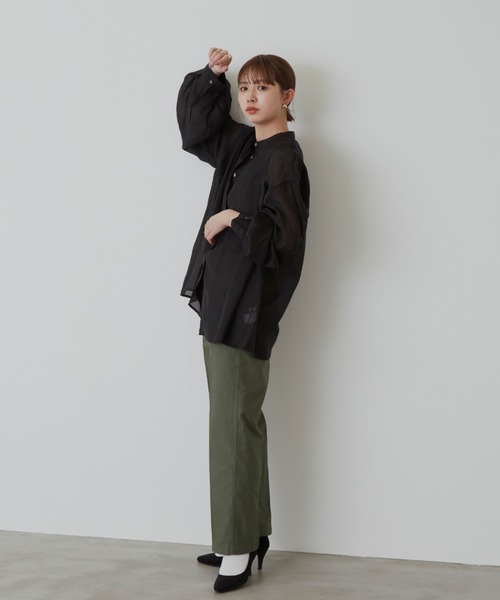 Aunt Marie's（アントマリーズ）の「バルーンスリーブシアーシャツ（シャツ/ブラウス・レディース・ブラック/ブラウン/ライトグリーン・FREE）」の12枚目の写真