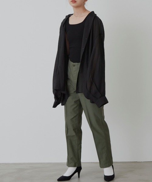 Aunt Marie's（アントマリーズ）の「バルーンスリーブシアーシャツ（シャツ/ブラウス・レディース・ブラック/ブラウン/ライトグリーン・FREE）」の8枚目の写真