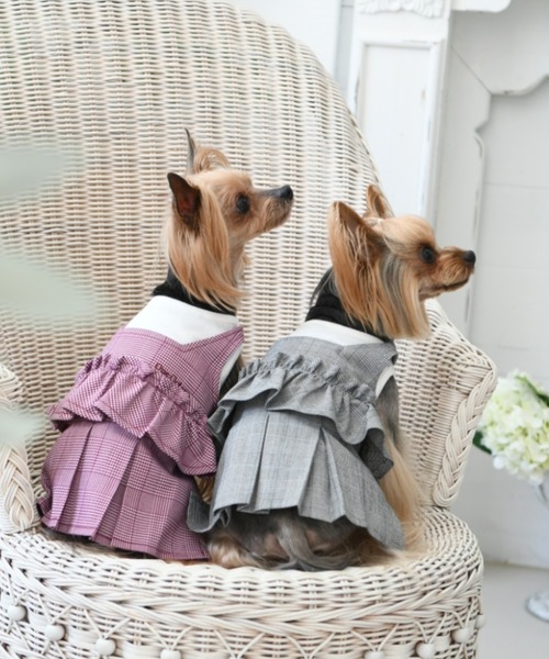 One Octave(ワンオクターヴ)の「One Octave/ワンオクターヴ/チェックフリルセット/犬服(ドッグウェア)(ペットウェア・レディース・レッド/グレー・2L/XS/S/2M/M/L)」の8枚目の写真