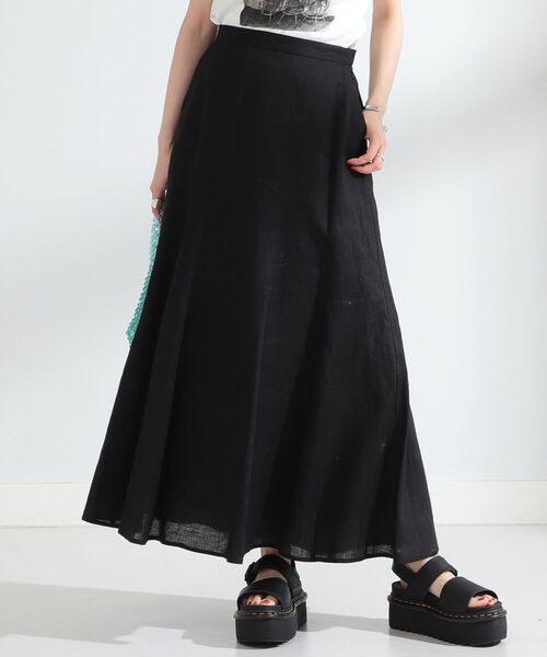 Ray BEAMS（レイビームス）の「Ray BEAMS / リネン フレア ロングスカート（スカート・レディース・ブラック/ラベンダー/ケリー・1/0）」の5枚目の写真