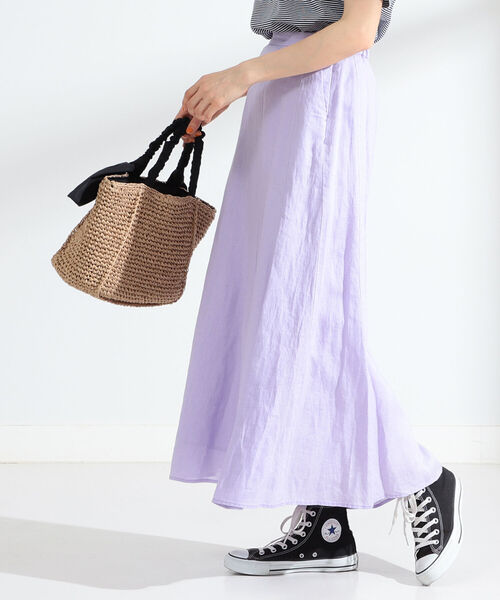 Ray BEAMS（レイビームス）の「Ray BEAMS / リネン フレア ロングスカート（スカート・レディース・ブラック/ラベンダー/ケリー・1/0）」の15枚目の写真