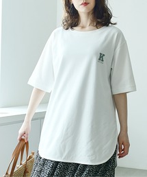 ラウンドヘム Kロゴワッペン半袖Tシャツ