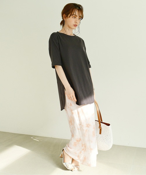 KANGOL EXTRA COMFORT（カンゴールエクストラコンフォート）の「ラウンドヘム　Kロゴワッペン半袖Tシャツ（Tシャツ/カットソー・レディース・チャコールグレー/ブルーグレー/オフホワイト/ベージュ・LL/M/L）」の14枚目の写真