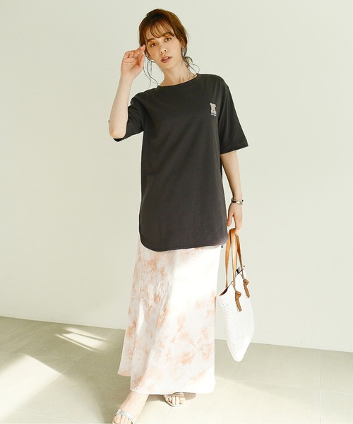 KANGOL EXTRA COMFORT（カンゴールエクストラコンフォート）の「ラウンドヘム　Kロゴワッペン半袖Tシャツ（Tシャツ/カットソー・レディース・チャコールグレー/ブルーグレー/オフホワイト/ベージュ・LL/M/L）」の9枚目の写真