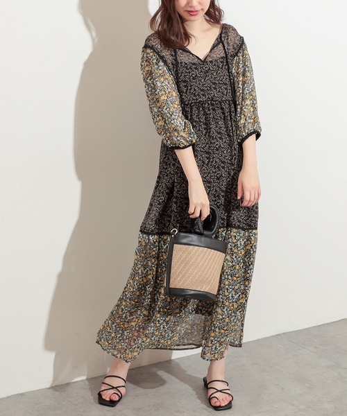 natural couture（ナチュラルクチュール）の「【WEB限定カラー有り】パッチワークフラワーワンピース（ワンピース・レディース・ブラック/ベージュ/ミント/ピンク系その他/ブルー系その他・FREE）」の16枚目の写真