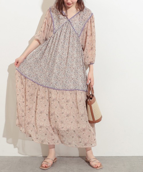 natural couture（ナチュラルクチュール）の「【WEB限定カラー有り】パッチワークフラワーワンピース（ワンピース・レディース・ブラック/ベージュ/ミント/ピンク系その他/ブルー系その他・FREE）」の9枚目の写真