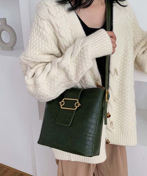 JUNOAH(ジュノア)の「ポーチ付きクロコ型押しショルダーバッグ(ショルダーバッグ・レディース・ブラック/ダークブラウン/ブラウン/グリーン/ライトブラウン・FREE)」の10枚目の写真