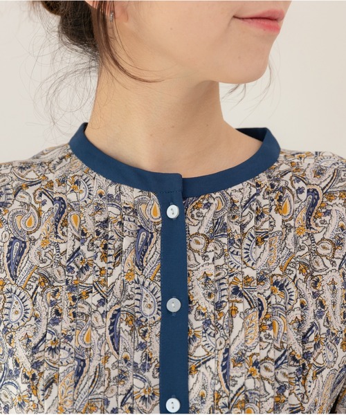 PREFERIR（プレフェリール）の「ペイズリー エスニック 半袖 ワンピース（ワンピース・レディース・オフホワイト/ネイビー/ベージュ・LARGE/MEDIUM/SMALL）」の8枚目の写真