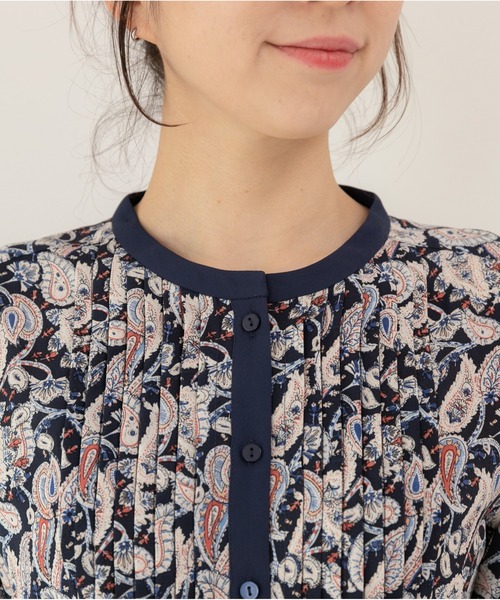 PREFERIR（プレフェリール）の「ペイズリー エスニック 半袖 ワンピース（ワンピース・レディース・オフホワイト/ネイビー/ベージュ・LARGE/MEDIUM/SMALL）」の6枚目の写真