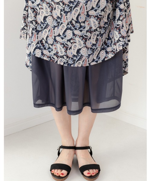 PREFERIR（プレフェリール）の「ペイズリー エスニック 半袖 ワンピース（ワンピース・レディース・オフホワイト/ネイビー/ベージュ・LARGE/MEDIUM/SMALL）」の10枚目の写真