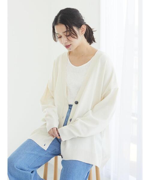 Green　Parks（グリーンパークス）の「ミディ丈 ニットカーデ＊（カーディガン/ボレロ・レディース・チャコールグレー/オフホワイト/オレンジ/グリーン・FREE）」の6枚目の写真