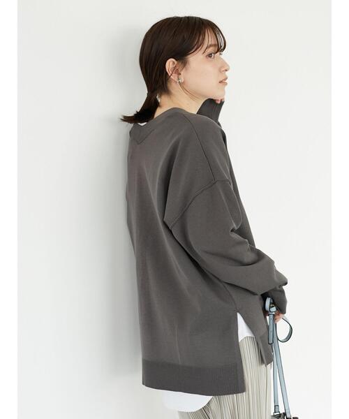 Green　Parks（グリーンパークス）の「ミディ丈 ニットカーデ＊（カーディガン/ボレロ・レディース・チャコールグレー/オフホワイト/オレンジ/グリーン・FREE）」の5枚目の写真