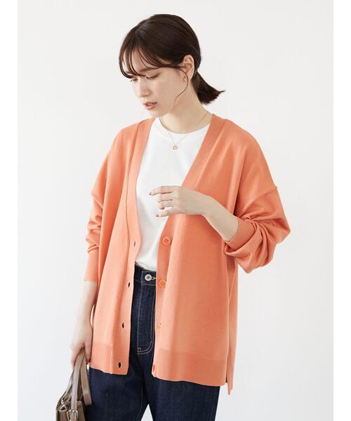 Green　Parks（グリーンパークス）の「ミディ丈 ニットカーデ＊（カーディガン/ボレロ・レディース・チャコールグレー/オフホワイト/オレンジ/グリーン・FREE）」の7枚目の写真