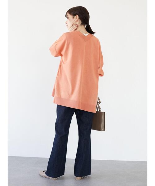 Green　Parks（グリーンパークス）の「ミディ丈 ニットカーデ＊（カーディガン/ボレロ・レディース・チャコールグレー/オフホワイト/オレンジ/グリーン・FREE）」の9枚目の写真