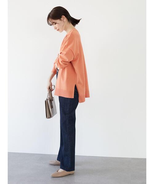 Green　Parks（グリーンパークス）の「ミディ丈 ニットカーデ＊（カーディガン/ボレロ・レディース・チャコールグレー/オフホワイト/オレンジ/グリーン・FREE）」の10枚目の写真