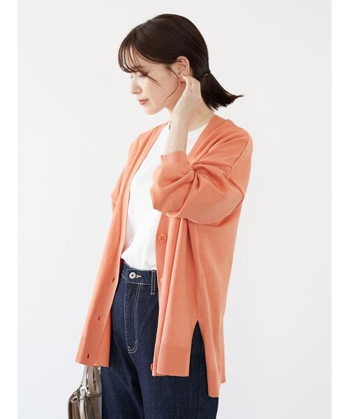 Green　Parks（グリーンパークス）の「ミディ丈 ニットカーデ＊（カーディガン/ボレロ・レディース・チャコールグレー/オフホワイト/オレンジ/グリーン・FREE）」の11枚目の写真