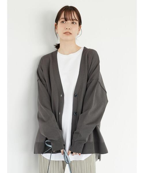 Green　Parks（グリーンパークス）の「ミディ丈 ニットカーデ＊（カーディガン/ボレロ・レディース・チャコールグレー/オフホワイト/オレンジ/グリーン・FREE）」の16枚目の写真