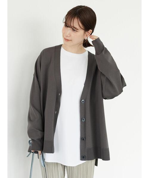 Green　Parks（グリーンパークス）の「ミディ丈 ニットカーデ＊（カーディガン/ボレロ・レディース・チャコールグレー/オフホワイト/オレンジ/グリーン・FREE）」の18枚目の写真