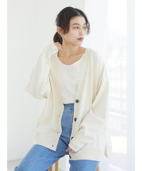 Green　Parks（グリーンパークス）の「ミディ丈 ニットカーデ＊（カーディガン/ボレロ・レディース・チャコールグレー/オフホワイト/オレンジ/グリーン・FREE）」の19枚目の写真