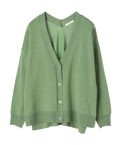 Green　Parks（グリーンパークス）の「ミディ丈 ニットカーデ＊（カーディガン/ボレロ・レディース・チャコールグレー/オフホワイト/オレンジ/グリーン・FREE）」の4枚目の写真