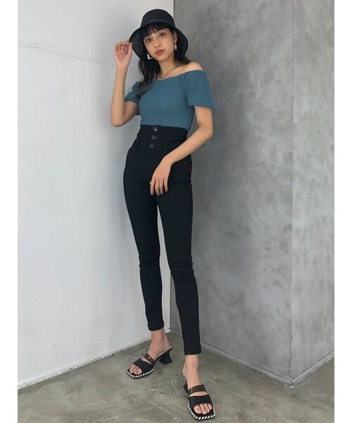 EMODA（エモダ）の「シャーリングミニマルパフトップ（Tシャツ/カットソー・レディース・ホワイト/ブラック/オレンジ/ブルー・FREE）」の10枚目の写真