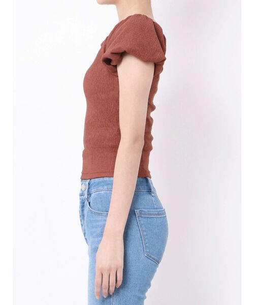 EMODA（エモダ）の「シャーリングミニマルパフトップ（Tシャツ/カットソー・レディース・ホワイト/ブラック/オレンジ/ブルー・FREE）」の8枚目の写真