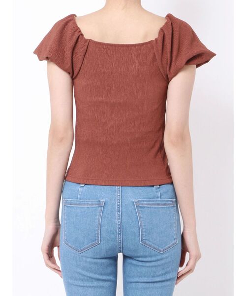 EMODA（エモダ）の「シャーリングミニマルパフトップ（Tシャツ/カットソー・レディース・ホワイト/ブラック/オレンジ/ブルー・FREE）」の13枚目の写真