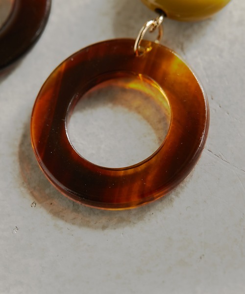 CIAOPANIC TYPY（チャオパニックティピー）の「lilマーブルリングアシメカラーピアス（ピアス（両耳用）・レディース・ブラウン/グレー・ONE SIZE）」の6枚目の写真