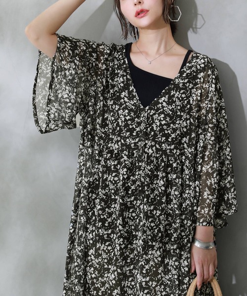 osharewalker(オシャレウォーカー)の「【廃盤】『総柄ロングシアーカーディガン』(カーディガン/ボレロ・レディース・イエロー/ブラック/ミント・FREE)」の4枚目の写真