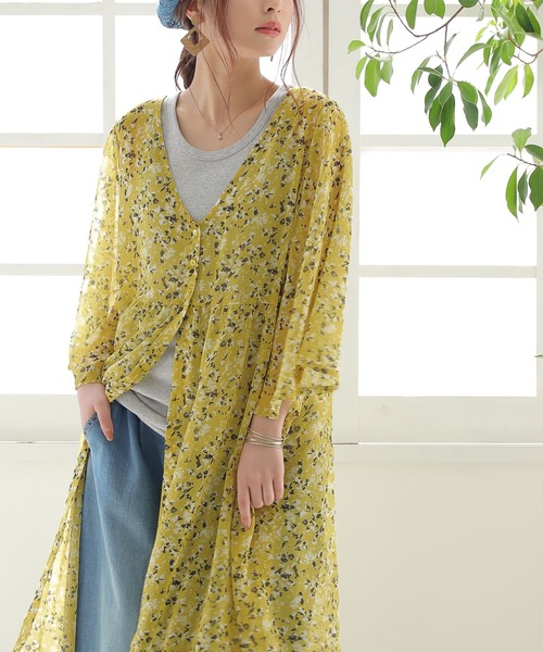 osharewalker(オシャレウォーカー)の「【廃盤】『総柄ロングシアーカーディガン』(カーディガン/ボレロ・レディース・イエロー/ブラック/ミント・FREE)」の9枚目の写真