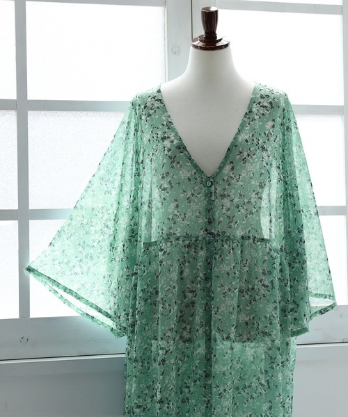 osharewalker(オシャレウォーカー)の「【廃盤】『総柄ロングシアーカーディガン』(カーディガン/ボレロ・レディース・イエロー/ブラック/ミント・FREE)」の13枚目の写真