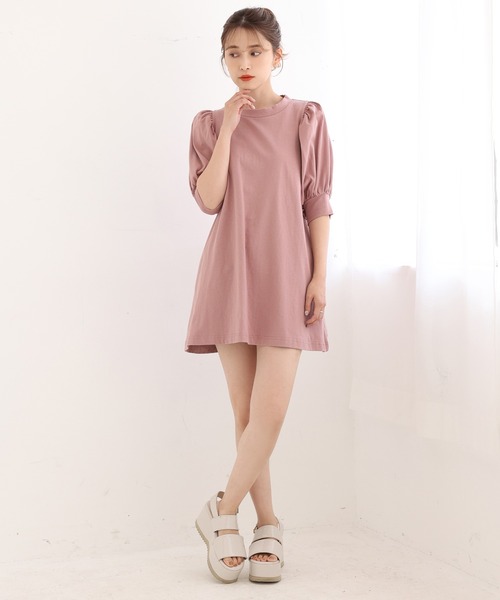 one after another NICE CLAUP（ワンアフターアナザーナイスクラップ）の「【ZOZOTOWN限定】プチプラパフスリーブチュニック（Tシャツ/カットソー・レディース・オフホワイト/ブラック/ピンク/サックスブルー・FREE）」の8枚目の写真