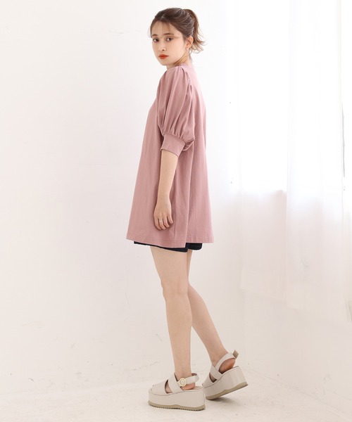 one after another NICE CLAUP（ワンアフターアナザーナイスクラップ）の「【ZOZOTOWN限定】プチプラパフスリーブチュニック（Tシャツ/カットソー・レディース・オフホワイト/ブラック/ピンク/サックスブルー・FREE）」の9枚目の写真