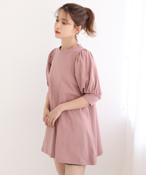 one after another NICE CLAUP（ワンアフターアナザーナイスクラップ）の「【ZOZOTOWN限定】プチプラパフスリーブチュニック（Tシャツ/カットソー・レディース・オフホワイト/ブラック/ピンク/サックスブルー・FREE）」の6枚目の写真