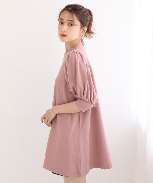 one after another NICE CLAUP（ワンアフターアナザーナイスクラップ）の「【ZOZOTOWN限定】プチプラパフスリーブチュニック（Tシャツ/カットソー・レディース・オフホワイト/ブラック/ピンク/サックスブルー・FREE）」の7枚目の写真